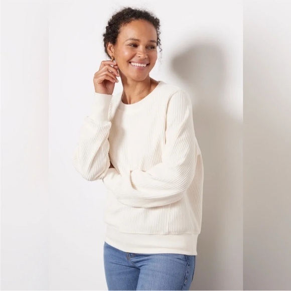 Evereve Ivory Kennedy Ottoman Corduroy Pullover Nwot Size M